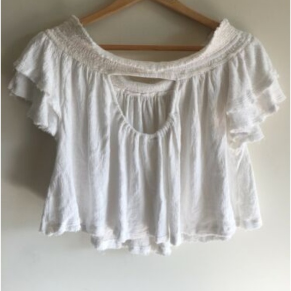 Free People Ivory Santorini Off The Shoulder top - Picture 3 of 8